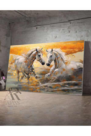 Kanvas Tablo Çift Beyaz At Dekoratif Kanvas Tablo 50 X 70