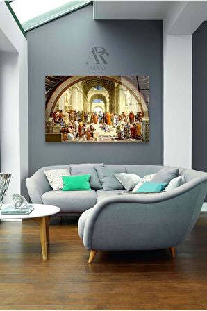 Kanvas Tablo Raphael Atina Okulu Dekoratif Cam Tablo 50 X 70