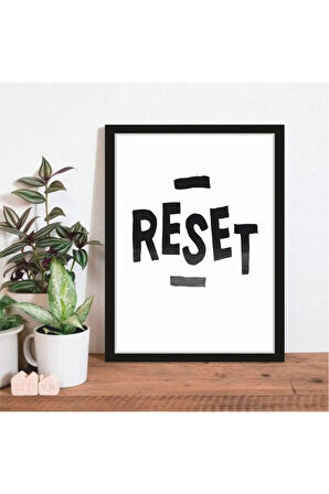 Kanvas Tablo Reset Temalı Siyah Çerçeve Görünümlü Mdf Tablo 30 X 40