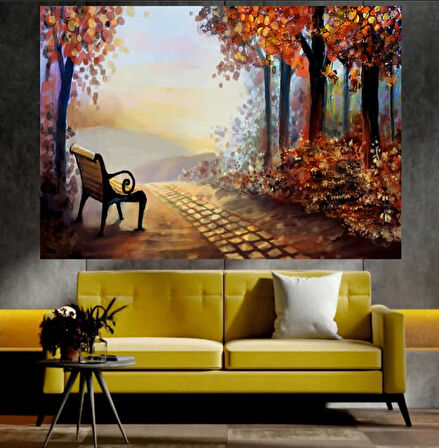 Sonbahar Temalı Sanatsal Dekoratif Duvar Tablosu (50x70 cm)