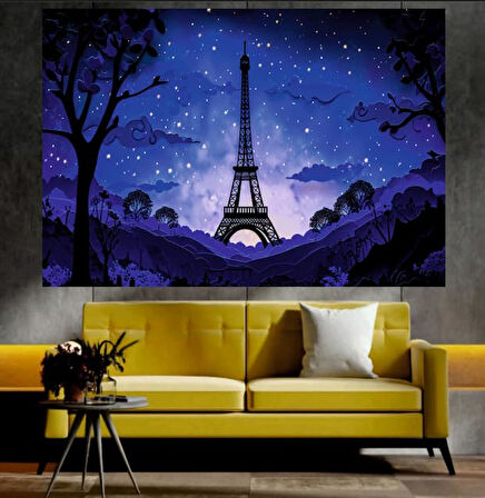 Gece Manzaralı Sanatsal Dekoratif Duvar Tablosu (70x100 cm)