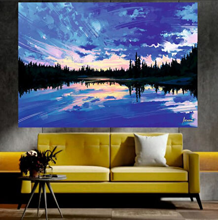 Doğa Manzaralı Sanatsal Dekoratif Duvar Tablo (70x100 cm)