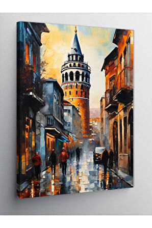 Kanvas Tablo Yağlı Boya İstanbul Galata Kulesi, 70cm x 100cm