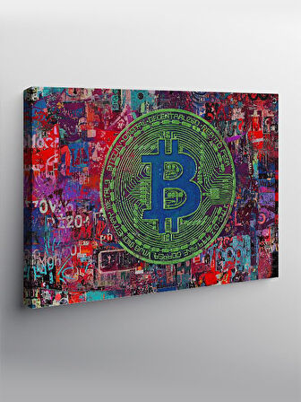 Kanvas Tablo Dijital Bitcoin Grafiti Çizimi YTCNVS504271, 70 x 100