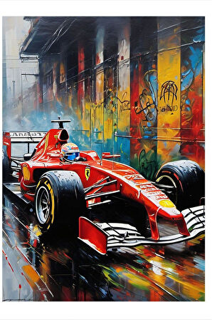 Formula 1 Arabası Tasarım Ahşap Tablo, 35cm x 50cm