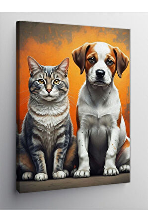 Kanvas Tablo Kedi Ve Köpek Dostluğu 100 X 140 Cnvsdkey-126312-100-140