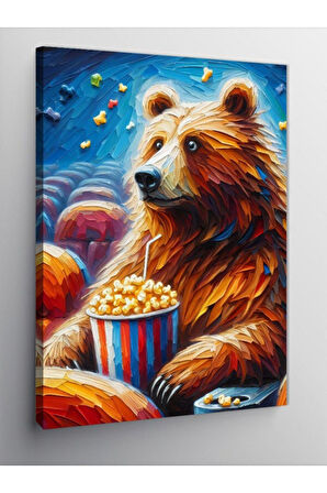 Kanvas Tablo Patlamış Mısır Ve Ayı 50 X 70 Cnvsdkey-125755-50-70