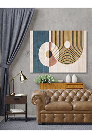 Kanvas Tablo Geometrik Çizgiler Boho Tarzı Soyut Dekoratif Tablo 35 X 50