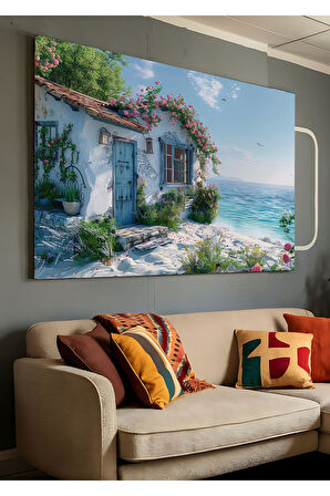 Kanvas Tablo Denize Açılan Alaçatı Evleri Dekoratif Kanvas Tablo 35 X 50