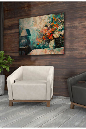 Kanvas Tablo Vazoda Renkli Turuncu Çiçekler Dekoratif Kanvas Tablo 30 X 40