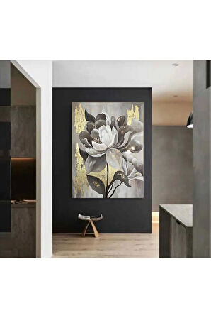 Kanvas Tablo Yağlı Boya Görünümlü Modern Çiçek Tablo 35 X 50