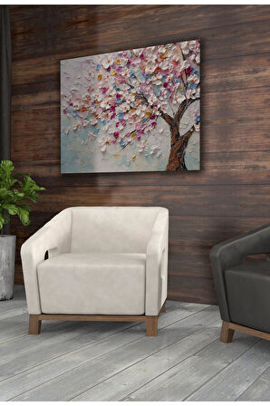 Kanvas Tablo Pembe Çiçeklerin Dal Üzerinde Ahengi Dekoratif Kanvas Tablo 40 X 60