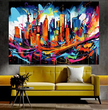 Şehir Manzaralı Sanatsal Dekoratif Duvar Tablo (70x100 cm)