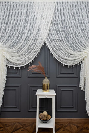 Farbateks Dikim Seher Boncuklu Kruvaze Yanki Tiyatro Tül Perde