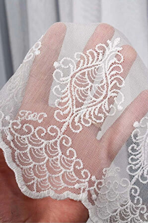 Yaprak Serpme Tül Perde 3 Kat Pileli Ütü Istemez Kırışmaz Tasarım Desen