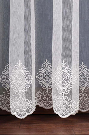 Yaprak Serpme Tül Perde 3 Kat Pileli Ütü Istemez Kırışmaz Tasarım Desen