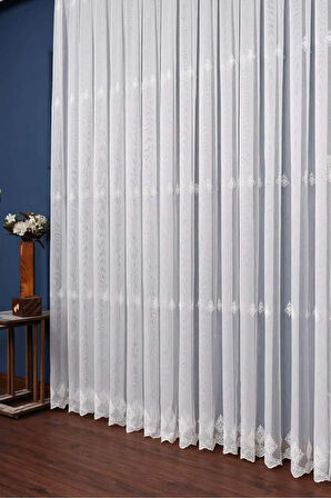 Yaprak Serpme Tül Perde 3 Kat Pileli Ütü Istemez Kırışmaz Tasarım Desen