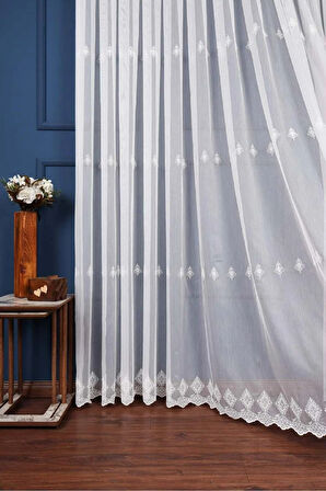 Yaprak Serpme Tül Perde 3 Kat Pileli Ütü Istemez Kırışmaz Tasarım Desen