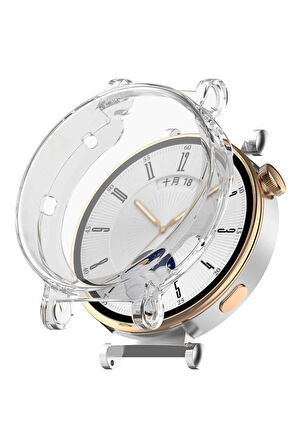 Huawei Watch Gt4 41mm ile Uyumlu Kasa Ve Ekran Koruyucu 360 Tam Koruma Silikon Kılıf