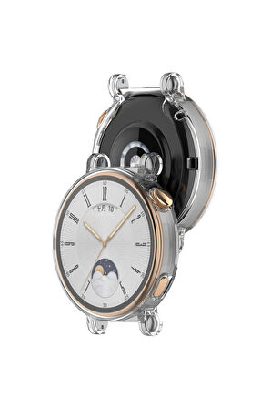 Huawei Watch Gt4 41mm ile Uyumlu Kasa Ve Ekran Koruyucu 360 Tam Koruma Silikon Kılıf