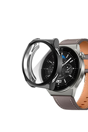 Huawei Watch Gt3 Pro 46mm ile Uyumlu Kasa Ve Ekran Koruyucu 360 Tam Koruma Silikon Kılıf