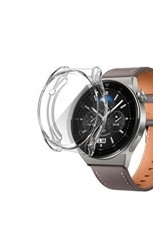 Huawei Watch Gt3 Pro 46mm ile Uyumlu Kasa Ve Ekran Koruyucu 360 Tam Koruma Silikon Kılıf