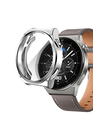 Huawei Watch Gt3 Pro 46mm ile Uyumlu Kasa Ve Ekran Koruyucu 360 Tam Koruma Silikon Kılıf