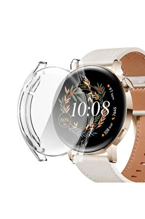 Huawei Watch Gt3 42mm ile Uyumlu Kasa Ve Ekran Koruyucu 360 Tam Koruma Silikon Kılıf