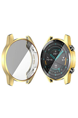 Huawei Watch Gt2 46mm ile Uyumlu Kasa Ve Ekran Koruyucu 360 Tam Koruma Silikon Kılıf