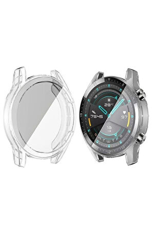 Huawei Watch Gt2 46mm ile Uyumlu Kasa Ve Ekran Koruyucu 360 Tam Koruma Silikon Kılıf