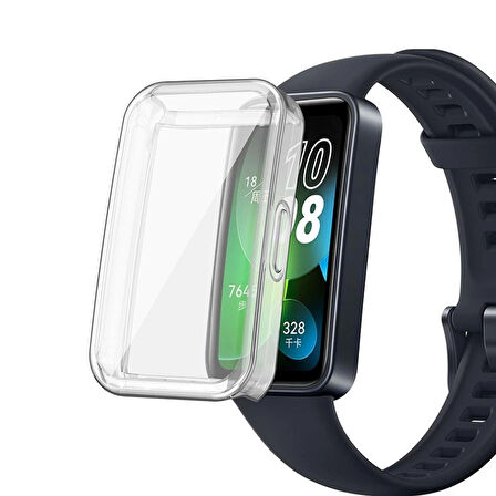Huawei Band 8 ve Huawei Band 9 ile Uyumlu Kasa Ve Ekran Koruyucu 360 Tam Koruma Silikon Kılıf