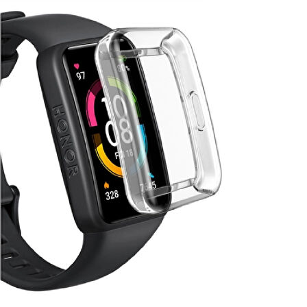 Huawei Band 6 ve Honor Band 6 ile Uyumlu Kasa Ve Ekran Koruyucu 360 Tam Koruma Silikon Kılıf