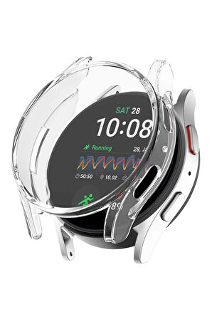 Samsung Galaxy Watch FE ile Uyumlu Kasa Ve Ekran Koruyucu 360 Tam Koruma Silikon Kılıf