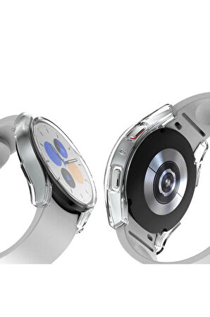 Samsung Galaxy Watch 7 44mm ile Uyumlu Kasa Ve Ekran Koruyucu 360 Tam Koruma Silikon Kılıf