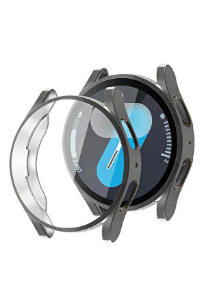 Samsung Galaxy Watch 7 44mm ile Uyumlu Kasa Ve Ekran Koruyucu 360 Tam Koruma Silikon Kılıf
