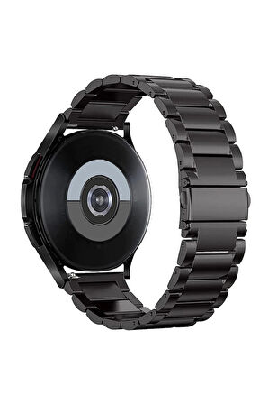 Samsung Galaxy Watch 3 41mm ile Uyumlu Kordon Klasik Baklava Model Paslanmaz Çelik Metal Kayış