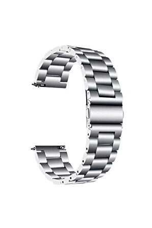 Samsung Galaxy Watch 3 41mm ile Uyumlu Kordon Klasik Baklava Model Paslanmaz Çelik Metal Kayış