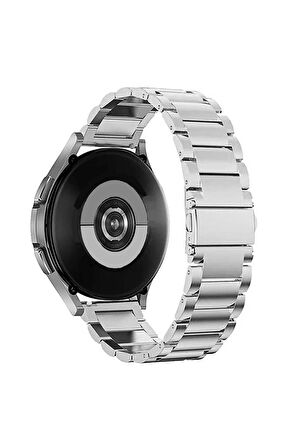 Samsung Galaxy Watch 3 41mm ile Uyumlu Kordon Klasik Baklava Model Paslanmaz Çelik Metal Kayış