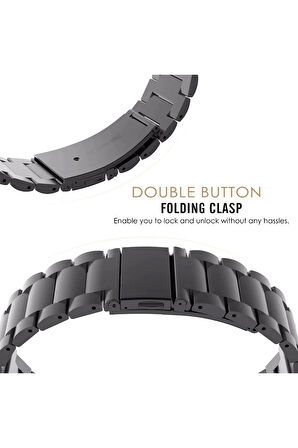 Samsung Galaxy Watch 3 41mm ile Uyumlu Kordon Klasik Baklava Model Paslanmaz Çelik Metal Kayış