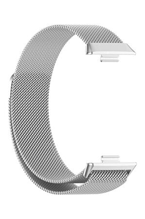 Huawei Watch Fit 3 ile Uyumlu Kordon Hasır Örgü Metal Mıknatıslı Kayış