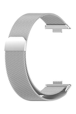 Huawei Watch Fit 3 ile Uyumlu Kordon Hasır Örgü Metal Mıknatıslı Kayış