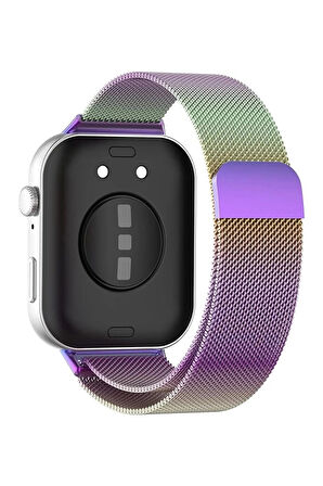 Huawei Watch Fit 3 ile Uyumlu Kordon Hasır Örgü Metal Mıknatıslı Kayış