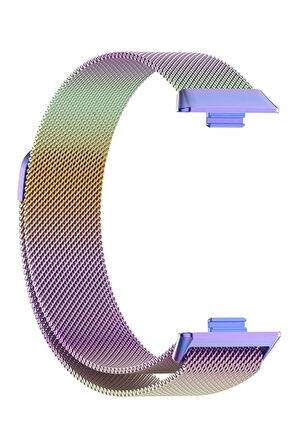 Huawei Watch Fit 3 ile Uyumlu Kordon Hasır Örgü Metal Mıknatıslı Kayış