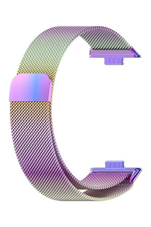 Huawei Watch Fit 3 ile Uyumlu Kordon Hasır Örgü Metal Mıknatıslı Kayış