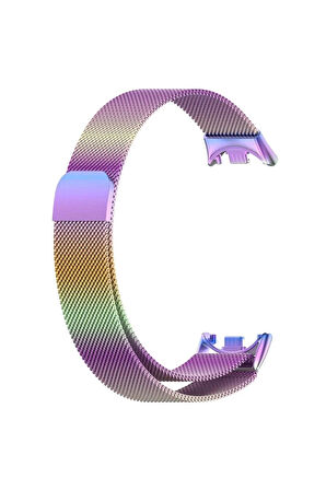 Mi Band 8 ve Mi Band 9 ile Uyumlu Kordon Hasır Örgü Metal Mıknatıslı Kayış