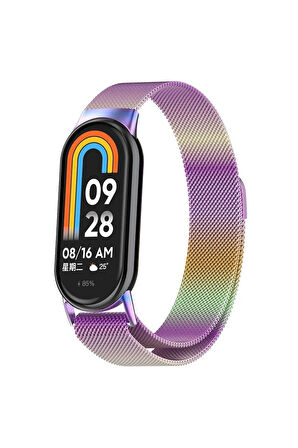 Mi Band 8 ve Mi Band 9 ile Uyumlu Kordon Hasır Örgü Metal Mıknatıslı Kayış