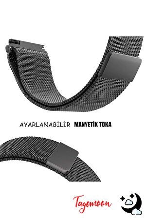Huawei Watch Gt3 SE ile Uyumlu Kordon Hasır Metal Örgü Mıknatıslı Milano Kayış