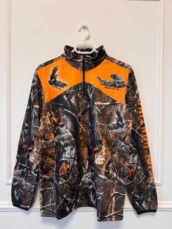 Turuncu Detaylı Orman Desen Yarım Fermuarlı Avcı Çulluk Sweatshirt | Outdoor Kamuflaj Üst
