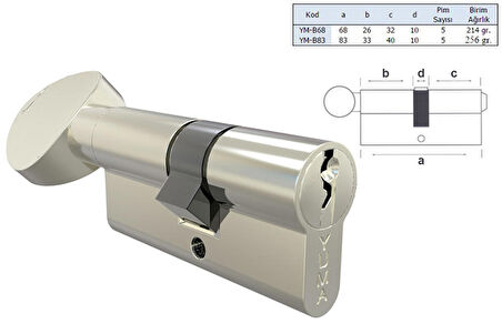 Yuma 68 mm Saten Mandallı (Topuzlu) Cerman Barel / Kilit Göbeği