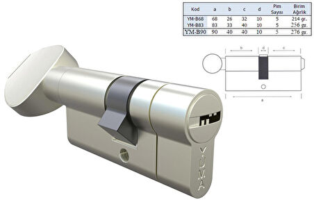 Yuma 68 mm Saten Mandallı, Tuzaklı Bilyalı Barel / Kilit Göbeği